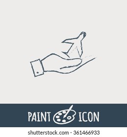 hand holding a airplane symbol . icon of air travel