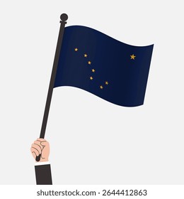 Hand Holding Alaska Waving Flag