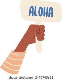 Hand Holding Aloha Banner Vector Illustration