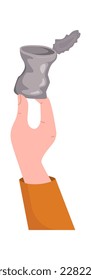 La mano que contiene aluminio puede ser un icono plano. Ilustración del vector
