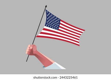 A hand holding an American flag, USA flag national American, American Flag for Independence Day
