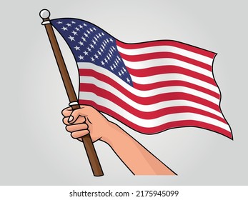 Hand Holding American Wavy Flag Vector Stock Vector (Royalty Free ...