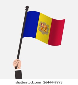 Hand Holding Andorra Waving Flag