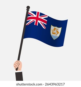 Mão segurando Anguila Bandeira Ondulando