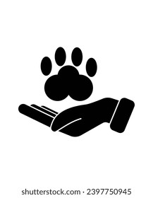hand holding animal paw icon, vector best flat icon.