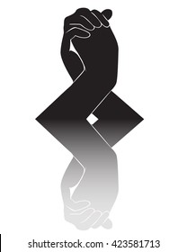 hand holding another hand reflect vector
