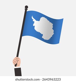 Mão Segurando Bandeira de Onda Antártica