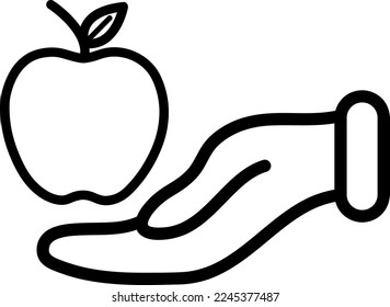 Mano sosteniendo una manzana. Icono de fruta. Ilustración vectorial..eps
