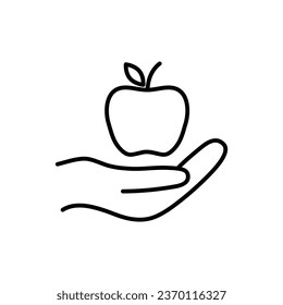 hand holding apple icon vector 