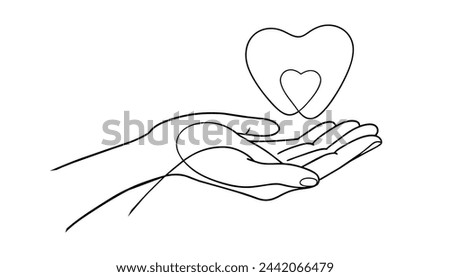 Hand holding apple one line contunuous line art black and white hand drawing vector illustration