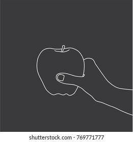 Hand holding an apple, vector illustration design. Hands collection.