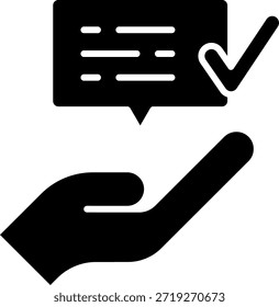 Hand Holding Approved Message Bubble Icon