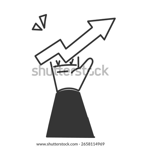 hand holding up arrow icon doodle drawing