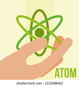hand holding atom molecule energy
