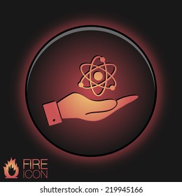 hand holding the atom, molecule. the symbol of physics and chemistry. symbol icon of physics or chemistry . the study of science