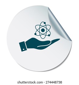 hand holding the atom, molecule. the symbol of physics and chemistry. symbol icon of physics or chemistry . the study of science