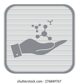 hand holding the atom, molecule. the symbol of physics and chemistry. symbol icon of physics or chemistry . the study of science