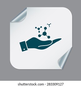 hand holding the atom, molecule. the symbol of physics and chemistry. symbol icon of physics or chemistry . the study of science