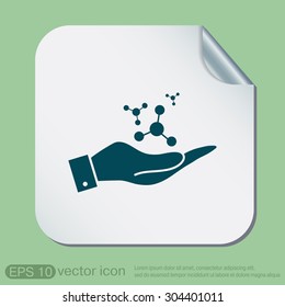 hand holding the atom, molecule. the symbol of physics and chemistry. symbol icon of physics or chemistry . the study of science