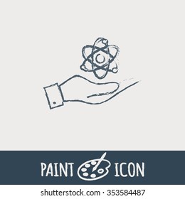 hand holding the atom, molecule. the symbol of physics and chemistry. symbol icon of physics or chemistry . the study of science
