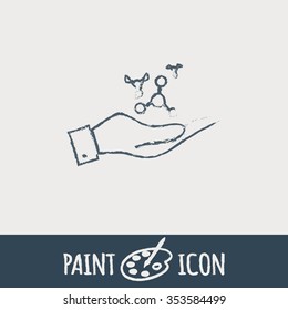 hand holding the atom, molecule. the symbol of physics and chemistry. symbol icon of physics or chemistry . the study of science