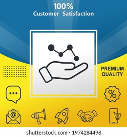 Hand holding atom vector glyph color icon. With yellow and blue background option