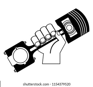 hand holding auto spare part piston design image