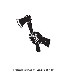 Hand holding axe silhouette