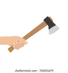 Hand holding a axe, vector illustration design. Hands collection.