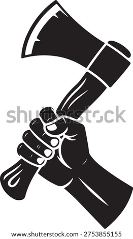 Hand holding axe weapon tool silhouette icon