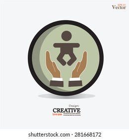 hand holding  baby.hand with baby.vector illustration.