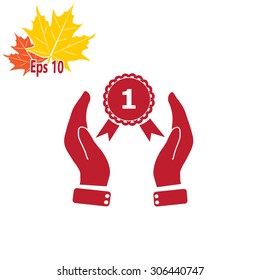 Hand holding badge
