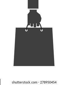 hand holding bag packet icon