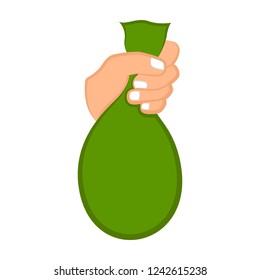 Hand holding a bag. Vector illustration design