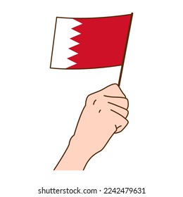 Hand Holding Bahrain National Flag Illustration. Hand Drawn Style Vector Illustration - EPS 10 Vector