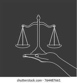Hand holding a balance, vector illustration design. Hands collection.