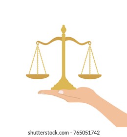 Hand holding a balance, vector illustration design. Hands collection.