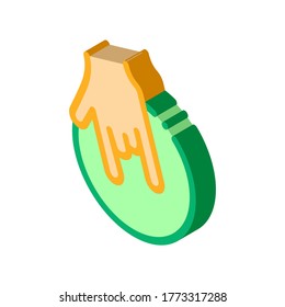 Hand Holding Ball Icon Vector. Isometric Hand Holding Ball isometric sign. color isolated symbol illustration