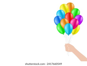 Balón de mano. Antecedentes de fiesta, cumpleaños, celebración o Día del Niño. Ilustración vectorial.