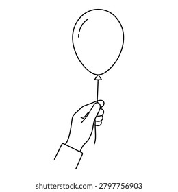 Hand holding balloon line