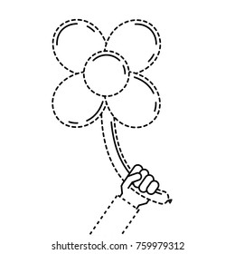 hand holding balloons shaped flower petals decoration