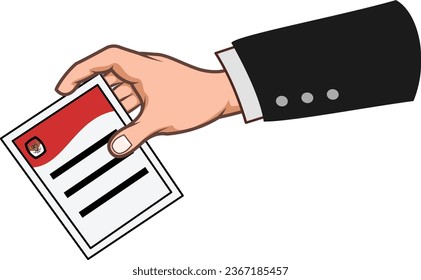 Hand holding ballot paper for voting and election concept, president and legislative parliament Election. Vector illustration of Pemilu Indonesia.