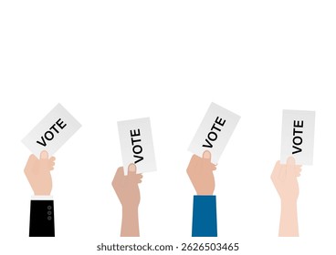 Hand Holding Ballot Paper or Voting Paper. Election Concept. Vector Illustration.