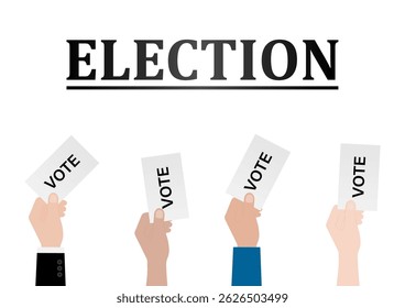 Hand Holding Ballot Paper or Voting Paper. Election Concept. Vector Illustration.