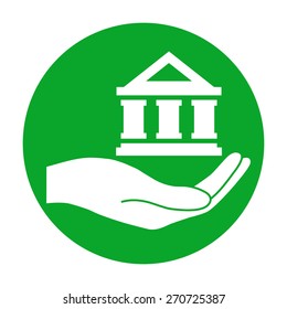 Hand holding bank.