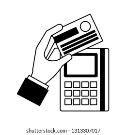 hand holding bank card calculator
