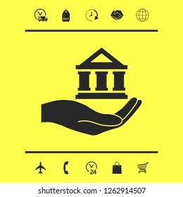 Hand holding bank. Graphic elements for your design