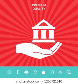 Hand holding bank. Graphic elements for your design