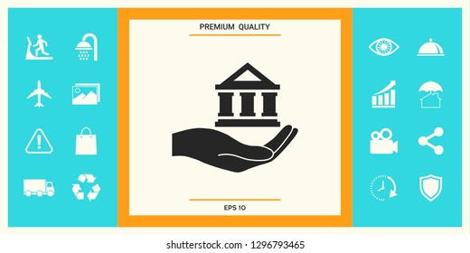 Hand holding bank. Graphic elements for your design