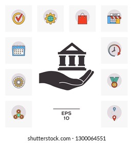 Hand holding bank. Graphic elements for your design